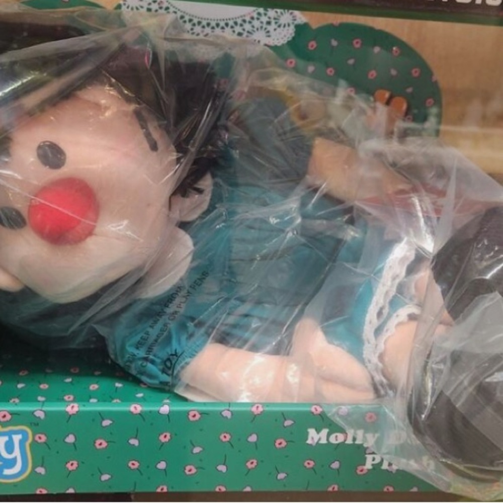 Charming Plush Doll with Red Nose and Teal Outfit